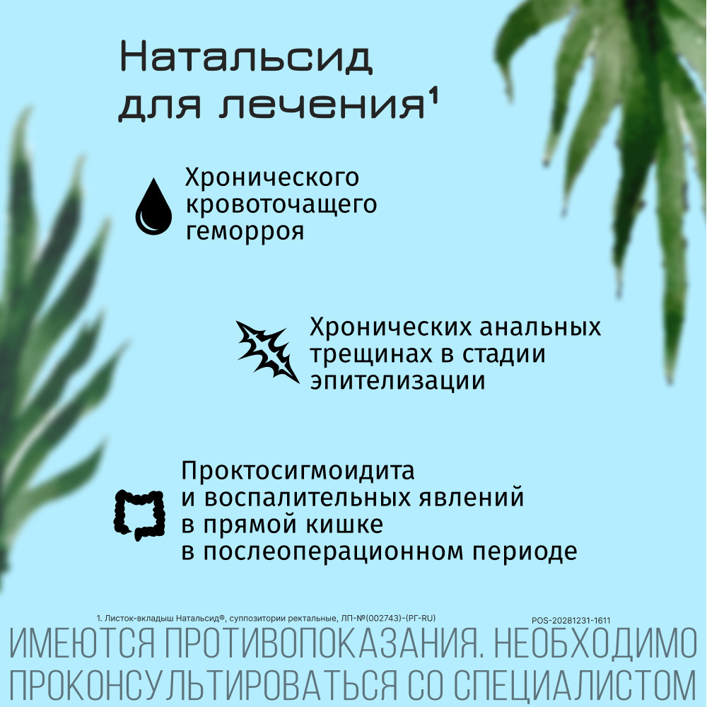 Натальсид 250 мг суппозитории ректальные 10 шт
