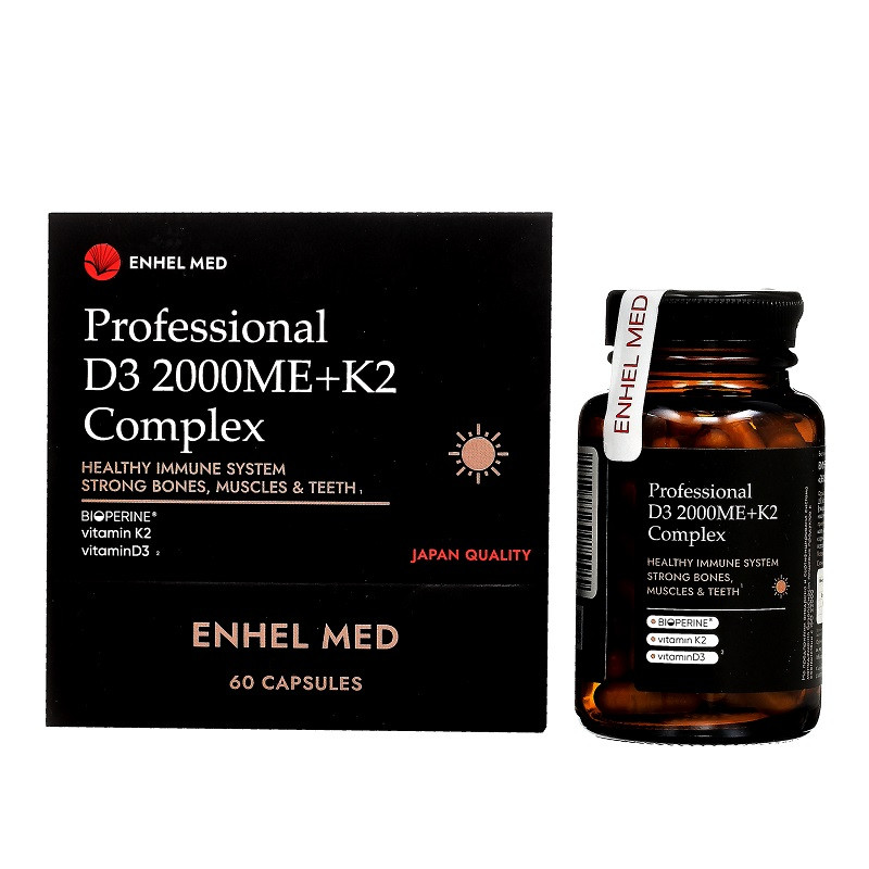 Enhel Med Комплекс витаминный Д3+К2 с биоперином капсулы 60 шт