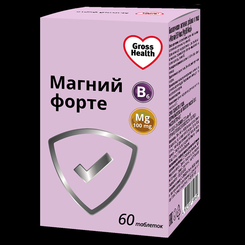 Gross Health Магний В6 Форте Макс 100 мг таблетки 60 шт