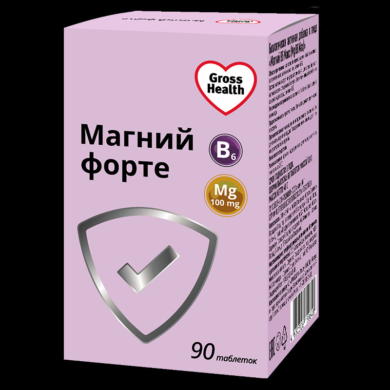Gross Health Магний В6 Форте Макс 100 мг таблетки 90 шт