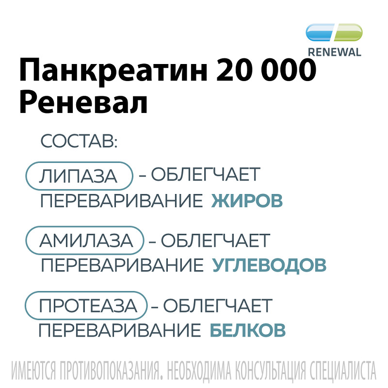 Панкреатин Реневал 20000 ЕД таблетки 60 шт