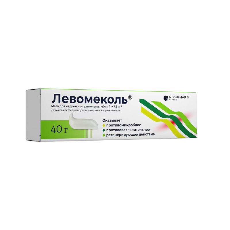 Левомеколь 40 мг/г+7,5 мг/г мазь для наружного применения 40 г
