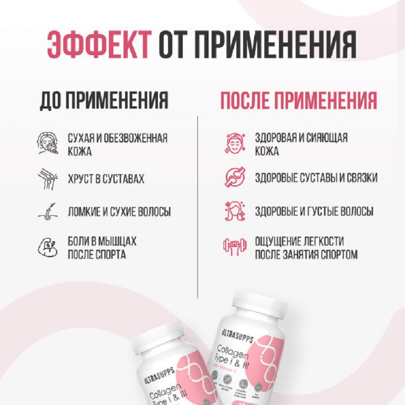 Ultrasupps Коллаген I и III типа капсулы 90 шт