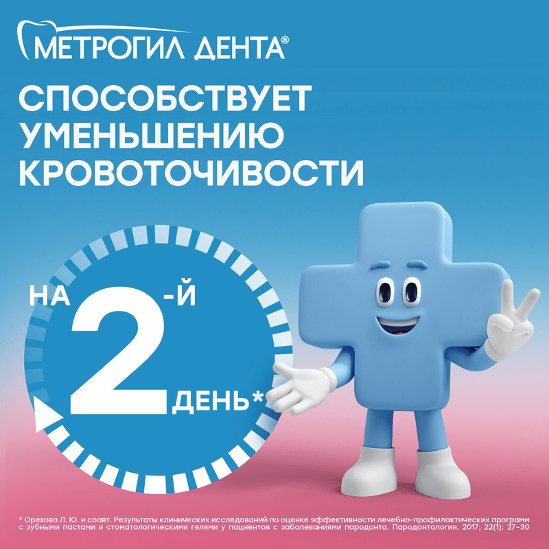 Метрогил Дента 10 мг/г+0,5 мг/г гель стоматологический 20 г