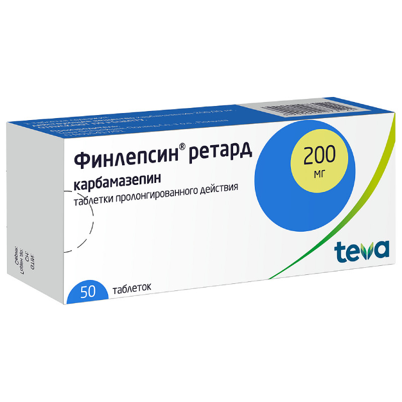 Финлепсин ретард 200 мг таблетки с пролонгированным высвобождением 50 шт