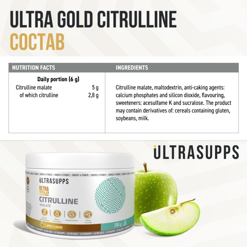 Ultrasupps Цитруллин малат порошок Яблоко 200 г