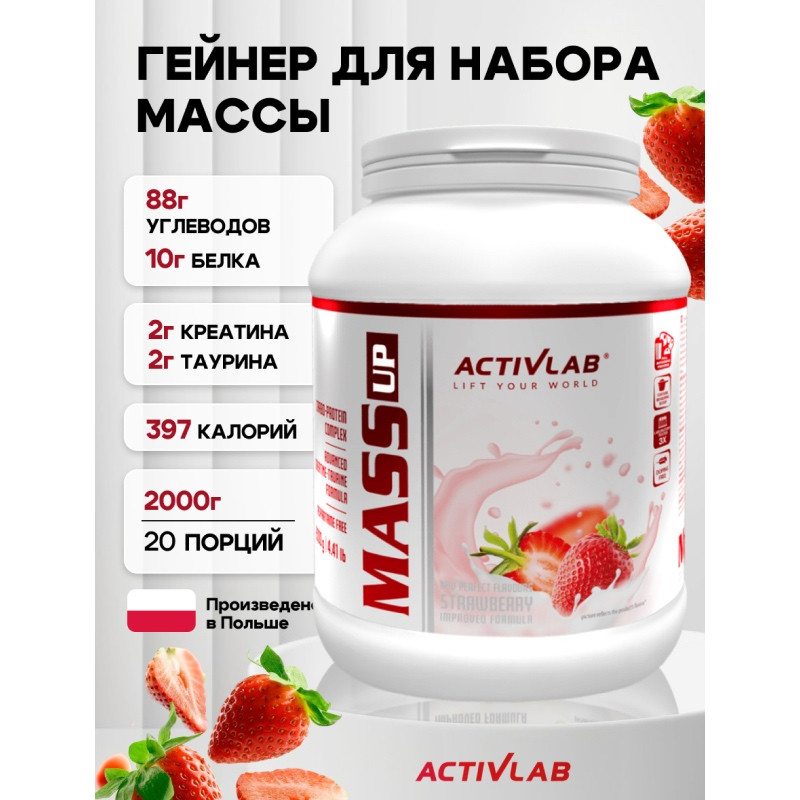 ActivLab Белково-углеводная смесь Клубника 2000 г