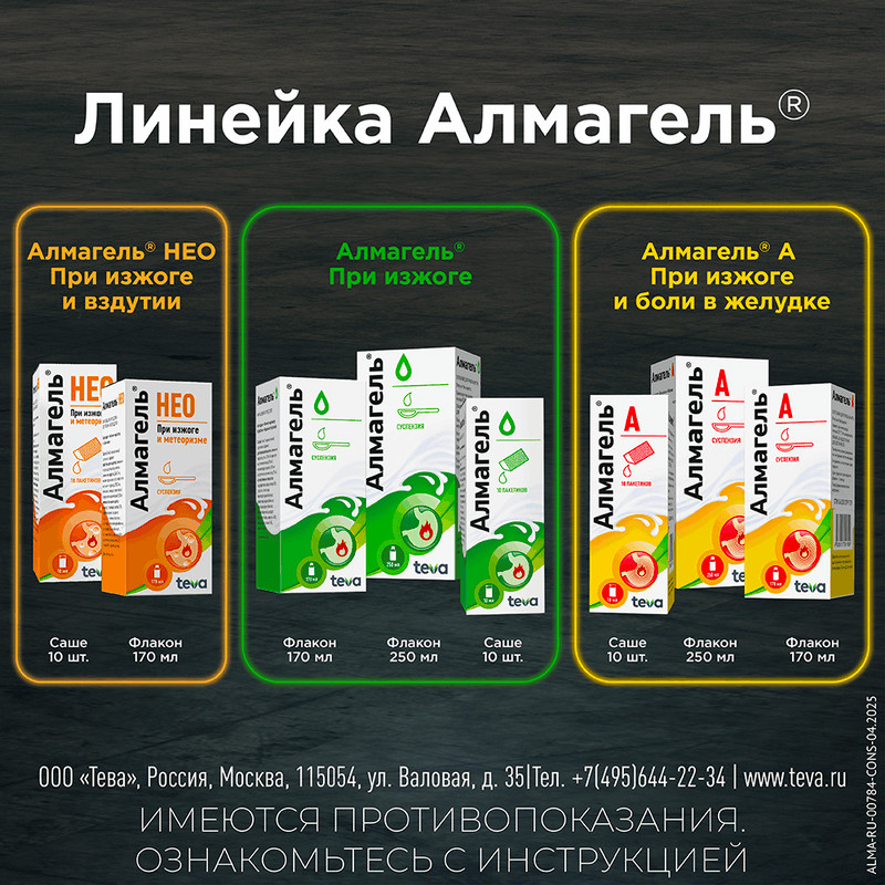 Алмагель суспензия для приема внутрь 170 мл