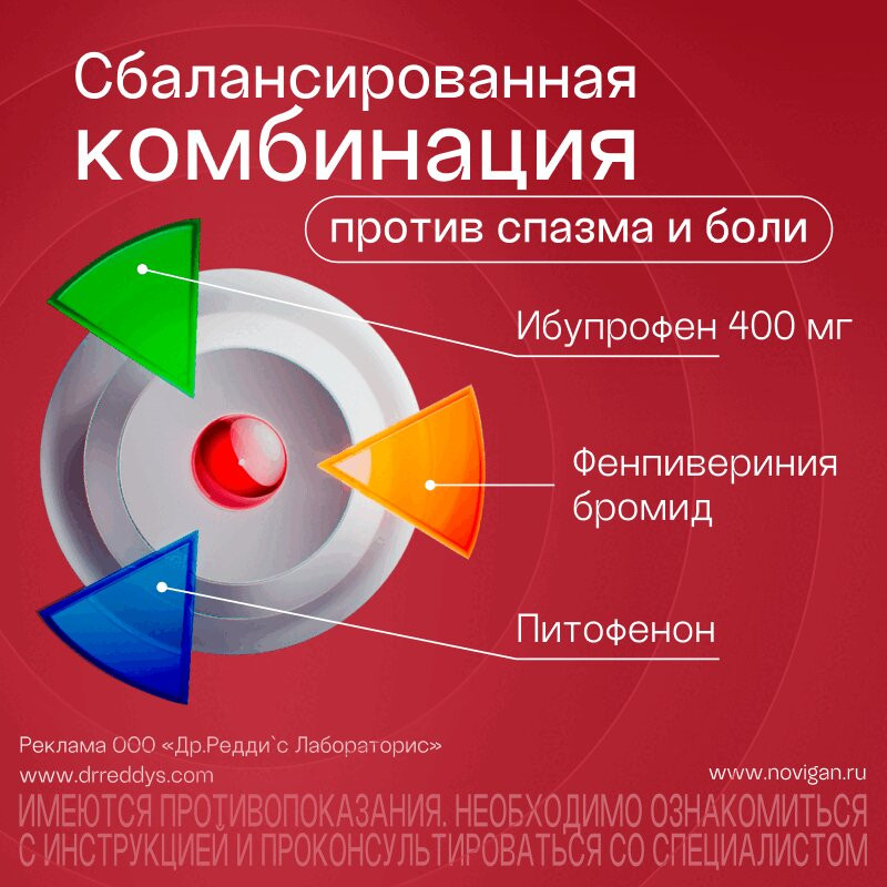 Новиган 400 мг+5 мг+0,1 мг таблетки 20 шт
