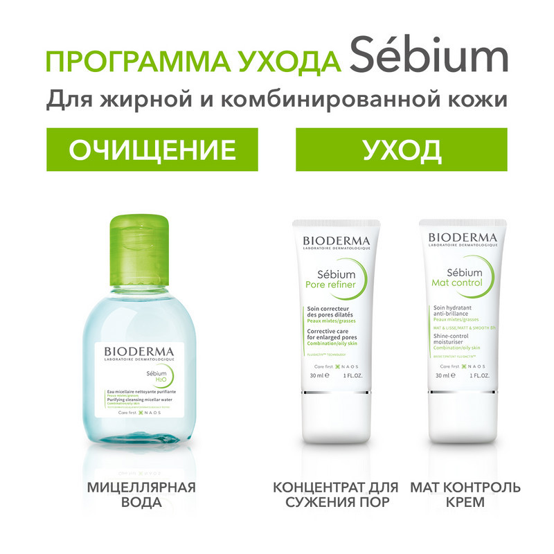 Bioderma Sebium Н2О Мицеллярная вода для жирной и проблемной кожи 100 мл