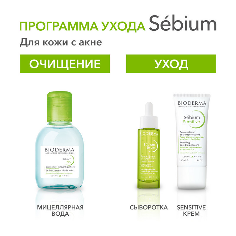 Bioderma Sebium Н2О Мицеллярная вода для жирной и проблемной кожи 100 мл
