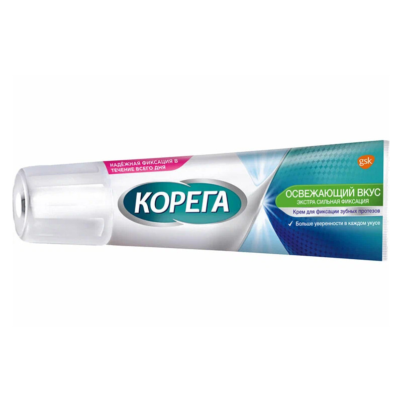 Корега Экстрасильная фиксация Крем для фиксации зубных протезов Освежающий вкус 40 г