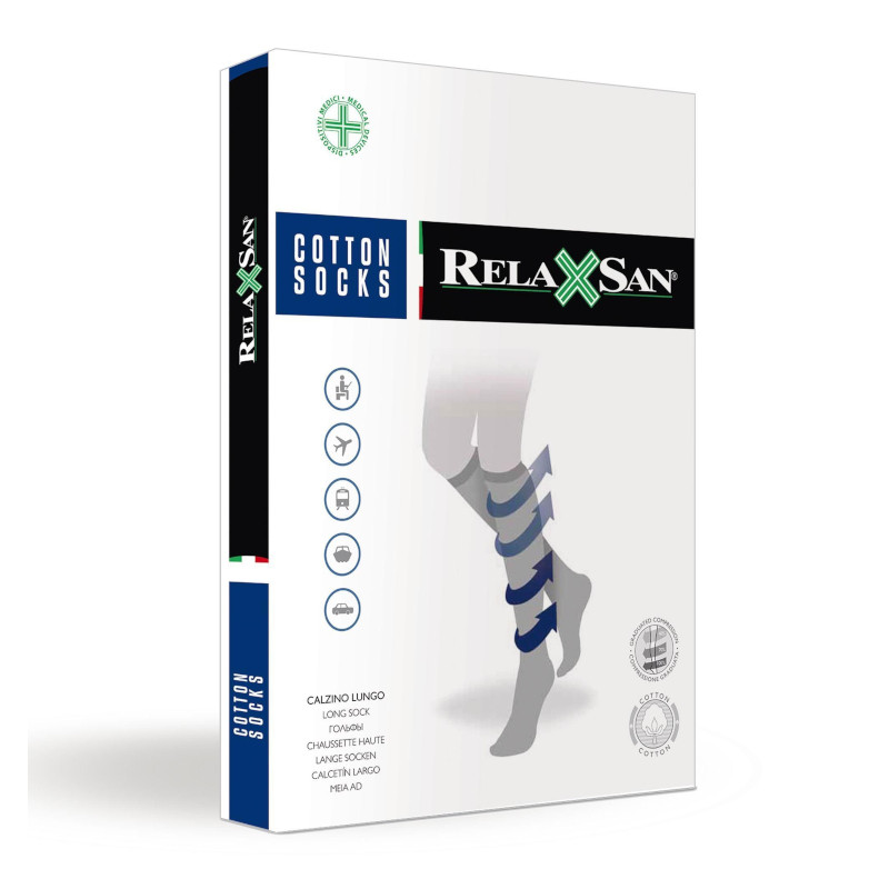 Relaxsan Гольфы компрессионные с хлопком мужские Cotton Socks 1 класс компресии 140 den размер 3 Черные