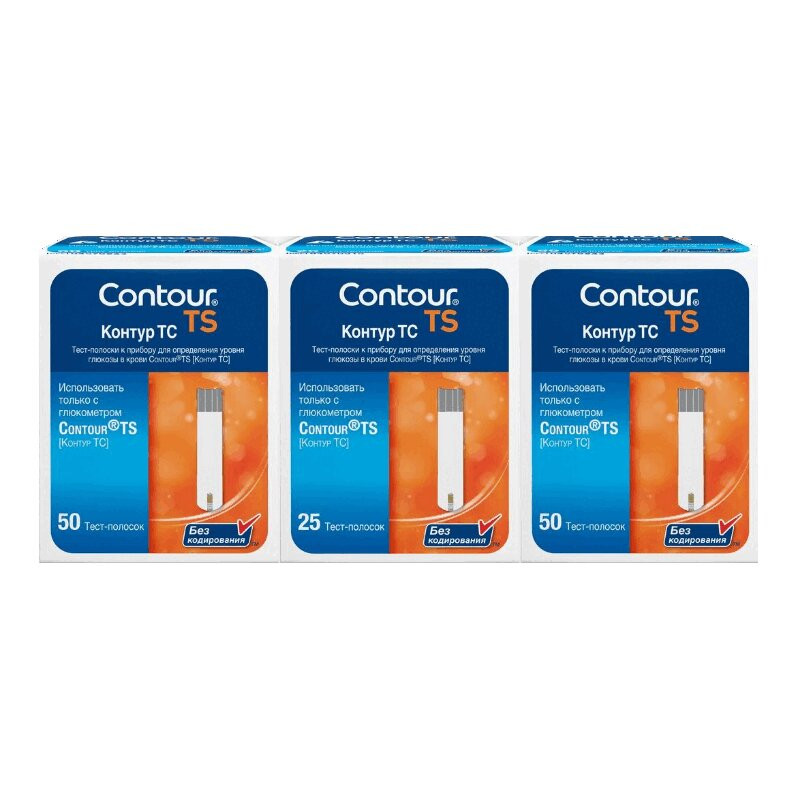 Contour TS Тест-полоски для глюкометра 50 шт+50 шт+25 шт