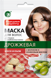 Народные рецепты маска д/волос Дрожжевая блеск и объем 30мл