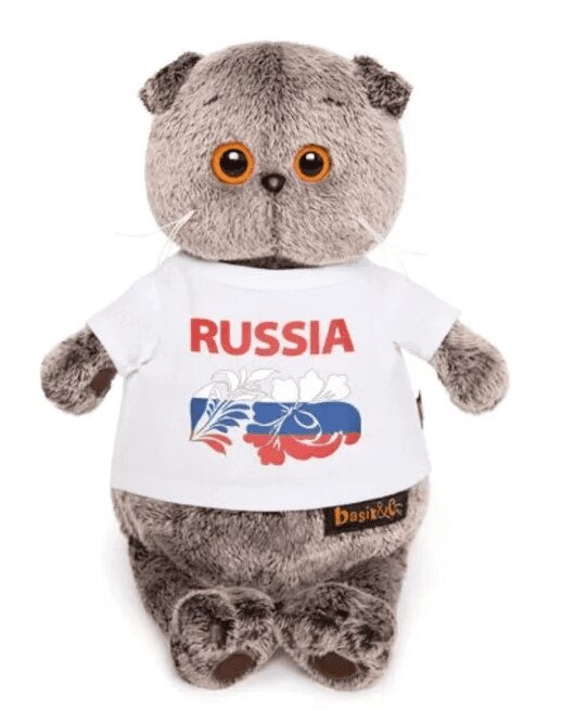 Кот Басик в футболке с принтом Россия 19см