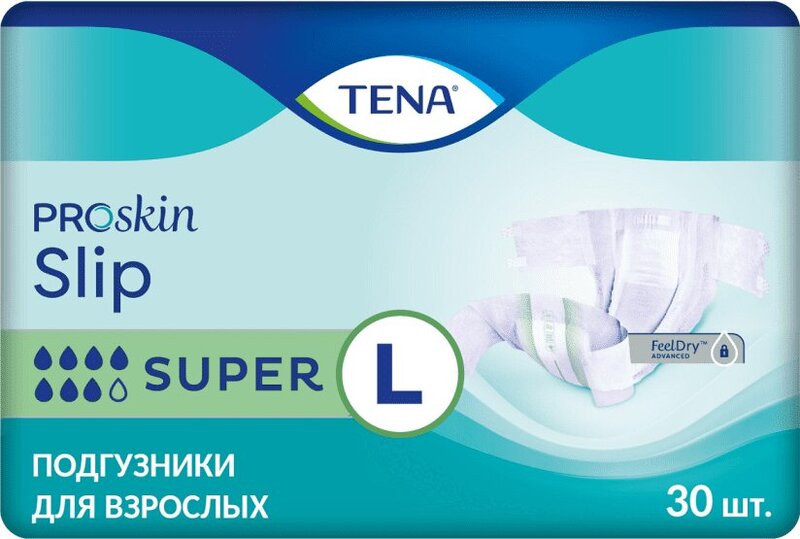 Тена Слип Супер Подгузники для взрослых р-р L 30 шт. купить в аптеке в ...