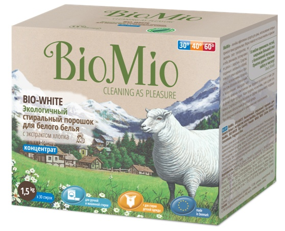 БиоМио Экологичный стиральный порошок д/белого белья без запаха  .