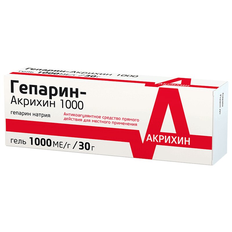 Гепарин-Акрихин 1000 гель для наружного применения 1тыс.МЕ/г туба 30г