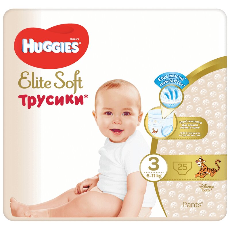 Huggies Элит Софт Подгузники-трусики разм.3 (6-11кг) 25 шт.
