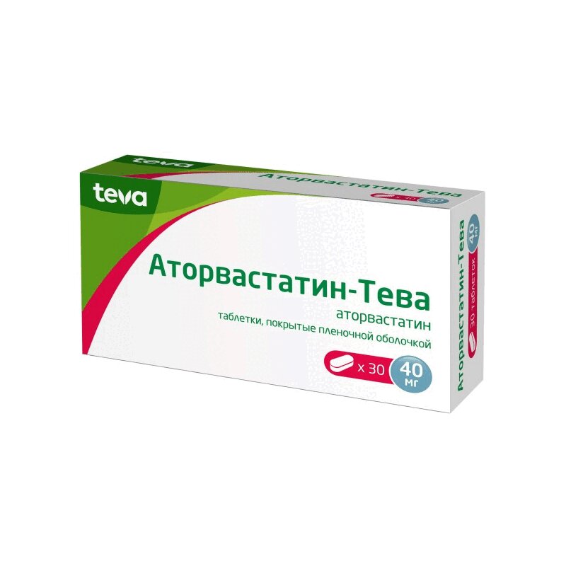 Аторвастатин-Тева таблетки 40мг 30 шт.  в аптеке , цена .