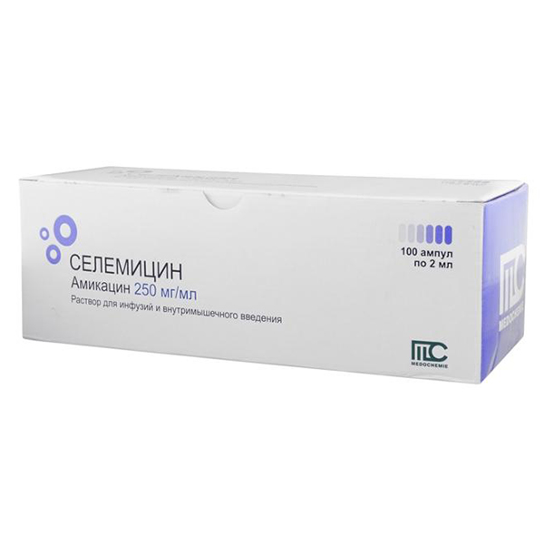 Селемицин р-р в/в и в/м введен. 250мг/мл 2мл фл. №100