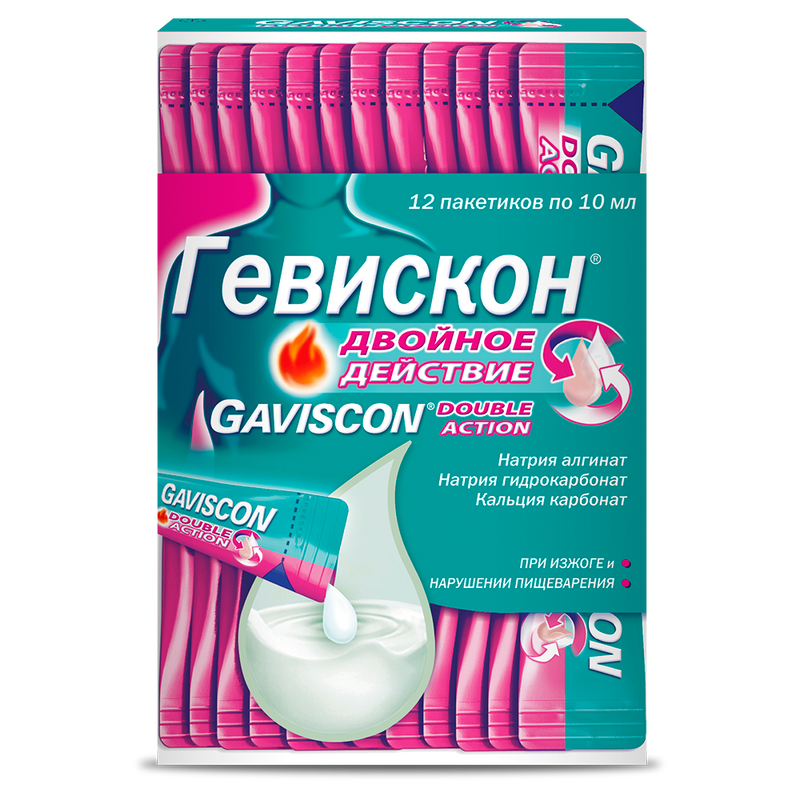 Гевискон Двойное Действие сусп.д/приема внутрь (мятная) пак.10мл №12