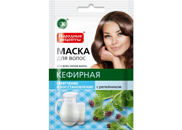 Народные рецепты маска д/волос Кефирная смягчение и восстановление 30мл
